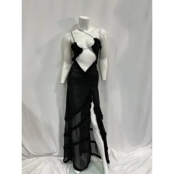 Jaded London Maxi 'Fatale' Black Polyester Dress Size  2 - Picture 2 of 5